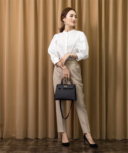 美品✨Theory　セオリー　バンドカラーブラウス　パフスリーブ　ホワイト　S 美品✨Theory セオリー バンドカラーブラウス パフスリーブ