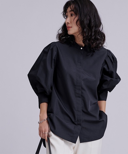 セール】バンドカラーパフスリーブブラウス（シャツ/ブラウス）｜ur's