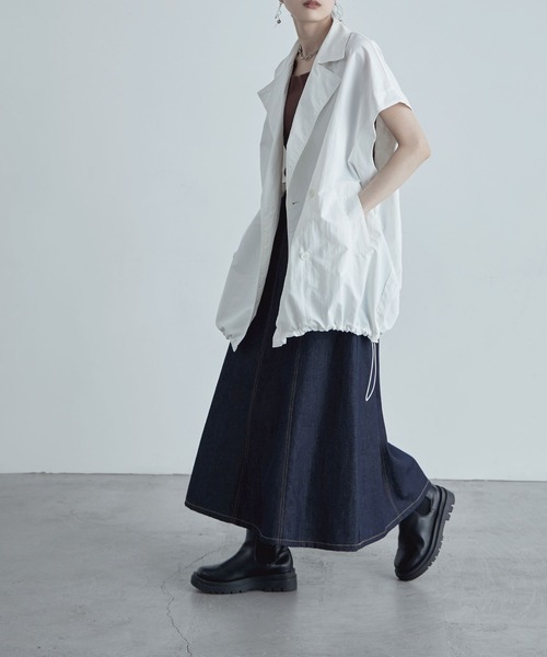 etoll.（エトル）の「2wayダブルテーラード×スリーブレスミドルコート（トレンチコート・レディース・ブラック/ベージュ/オフホワイト/グリーン・M/L）」の17枚目の写真