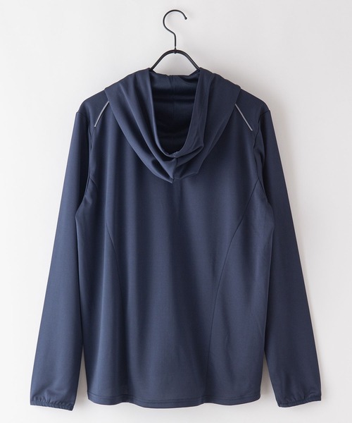 OUTDOOR PRODUCTS APPAREL(アウトドアプロダクツアパレル)の「吸水速乾 抗菌防臭加工 リフレクター 透湿 UVカット 軽量 ラッシュガードとしても使用可 ワンポイントブランドロゴ パーカー(パーカー・メンズ・グレー/ブラック/ネイビー・MEDIUM/LARGE/X-LARGE)」の7枚目の写真