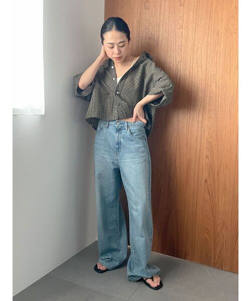 Ungrid（アングリッド）の「ギンガムチェックハーフスリーブシャツ（シャツ/ブラウス・レディース・ベージュ/パープル/ネイビー・FREE）」の21枚目の写真