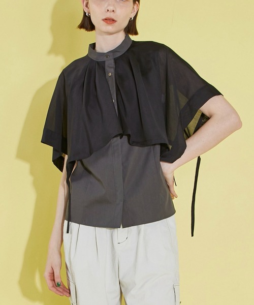 CITY TOKYO（シティトウキョウ）の「シアーレイヤードシャツ（シャツ/ブラウス・レディース・ブルー/ダークグレー/ベージュ/ホワイト・FREE）」の3枚目の写真