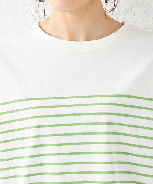 Petit Honfleur（プチオンフルール）の「【オーガニックコットン】パネルボーダーTシャツ（Tシャツ/カットソー・レディース・レッド/グリーン/ネイビー・M/L）」の15枚目の写真