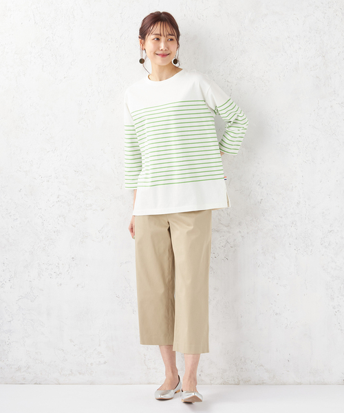 Petit Honfleur（プチオンフルール）の「【オーガニックコットン】パネルボーダーTシャツ（Tシャツ/カットソー・レディース・レッド/グリーン/ネイビー・M/L）」の10枚目の写真