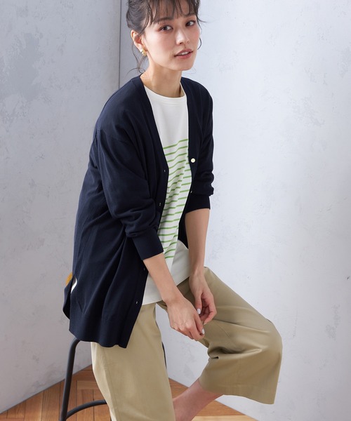 Petit Honfleur（プチオンフルール）の「【オーガニックコットン】パネルボーダーTシャツ（Tシャツ/カットソー・レディース・レッド/グリーン/ネイビー・M/L）」の12枚目の写真