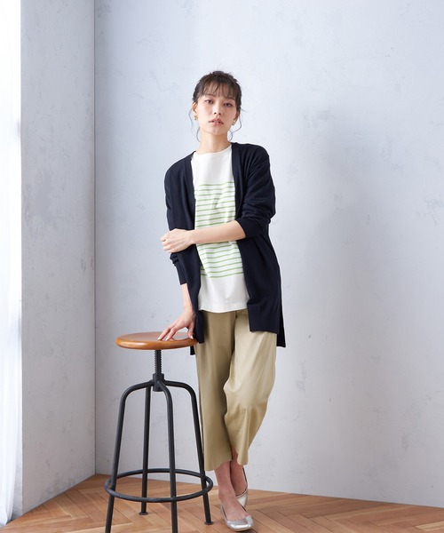 Petit Honfleur（プチオンフルール）の「【オーガニックコットン】パネルボーダーTシャツ（Tシャツ/カットソー・レディース・レッド/グリーン/ネイビー・M/L）」の9枚目の写真