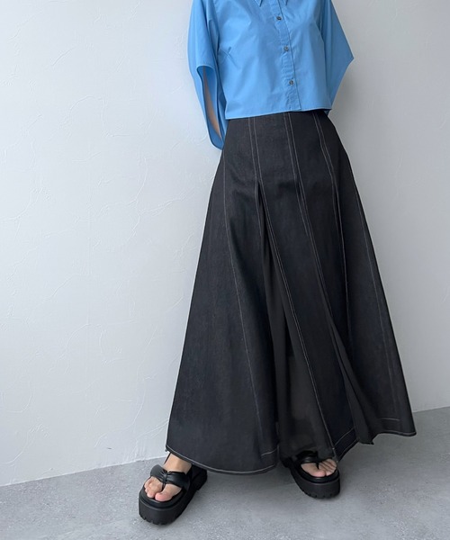 HARE(ハレ)の「デニムキリカエフレアスカート(HARE)(デニムスカート・レディース・ブラック/ネイビー・FREE)」の22枚目の写真