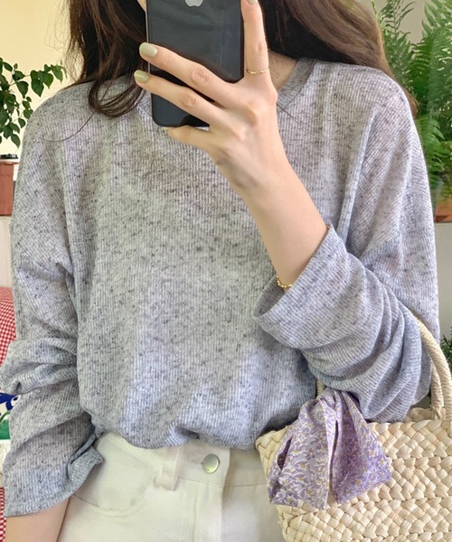 LYEON（リヨン）の「シアーニットロンT（ニット/セーター・レディース・ホワイト/イエロー/ブラック/グレー・FREE）」の4枚目の写真