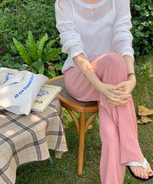 LYEON（リヨン）の「シアーニットロンT（ニット/セーター・レディース・ホワイト/イエロー/ブラック/グレー・FREE）」の9枚目の写真