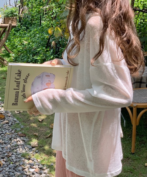 LYEON（リヨン）の「シアーニットロンT（ニット/セーター・レディース・ホワイト/イエロー/ブラック/グレー・FREE）」の7枚目の写真