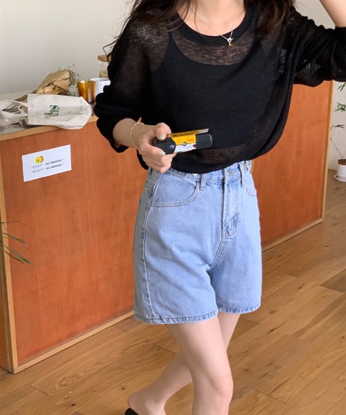 LYEON（リヨン）の「シアーニットロンT（ニット/セーター・レディース・ホワイト/イエロー/ブラック/グレー・FREE）」の13枚目の写真