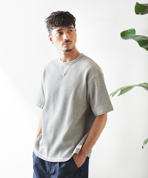 NANGA(ナンガ)の「NANGA エコ・ハイブリッド・ワッフル ルーズフィット Tシャツ NW2311-1G217(Tシャツ/カットソー・メンズ・サックスブルー/ライトグレー/ホワイト・M/L)」の1枚目の写真