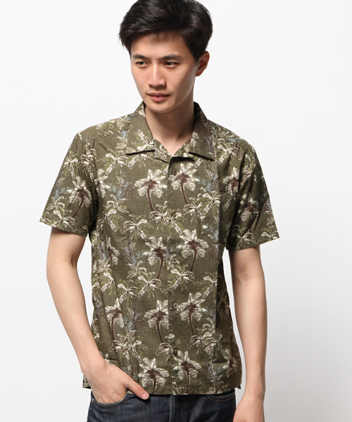 MYSELF ABAHOUSE(マイセルフアバハウス)の「プリントオープンカラーシャツ(シャツ/ブラウス・メンズ・アイボリー/カーキ・LARGE/MEDIUM)」の1枚目の写真