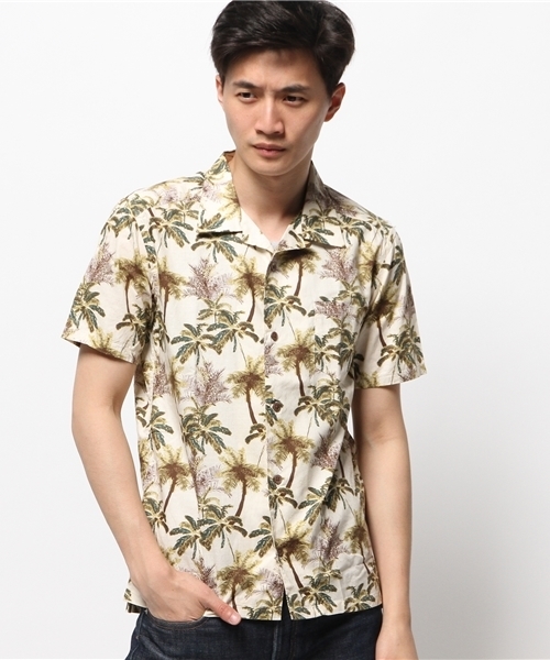 MYSELF ABAHOUSE(マイセルフアバハウス)の「プリントオープンカラーシャツ(シャツ/ブラウス・メンズ・アイボリー/カーキ・LARGE/MEDIUM)」の2枚目の写真