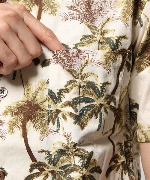 MYSELF ABAHOUSE(マイセルフアバハウス)の「プリントオープンカラーシャツ(シャツ/ブラウス・メンズ・アイボリー/カーキ・LARGE/MEDIUM)」の6枚目の写真