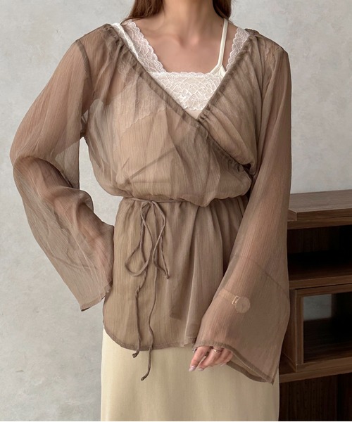 apres jour clair(アプレジュールクレア)の「【apres jour clair】カシュクール楊柳ブラウス【ZOZOTOWN限定アイテム】(シャツ/ブラウス・レディース・ブラウン/グリーン/アイボリー/ピンクベージュ・フリー/X-LARGE)」の6枚目の写真