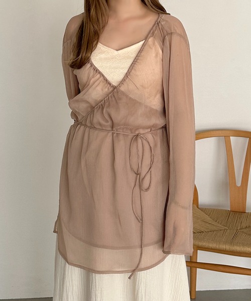 apres jour clair(アプレジュールクレア)の「【apres jour clair】カシュクール楊柳ブラウス【ZOZOTOWN限定アイテム】(シャツ/ブラウス・レディース・ブラウン/グリーン/アイボリー/ピンクベージュ・フリー/X-LARGE)」の8枚目の写真