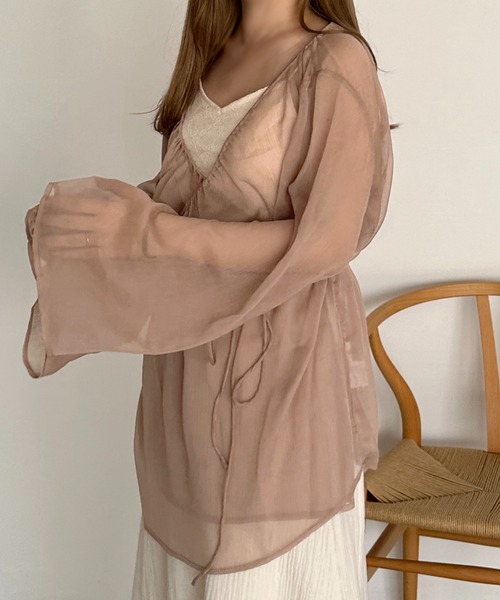 apres jour clair(アプレジュールクレア)の「【apres jour clair】カシュクール楊柳ブラウス【ZOZOTOWN限定アイテム】(シャツ/ブラウス・レディース・ブラウン/グリーン/アイボリー/ピンクベージュ・フリー/X-LARGE)」の9枚目の写真