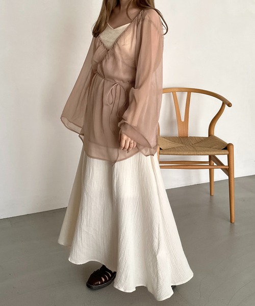 apres jour clair(アプレジュールクレア)の「【apres jour clair】カシュクール楊柳ブラウス【ZOZOTOWN限定アイテム】(シャツ/ブラウス・レディース・ブラウン/グリーン/アイボリー/ピンクベージュ・フリー/X-LARGE)」の13枚目の写真