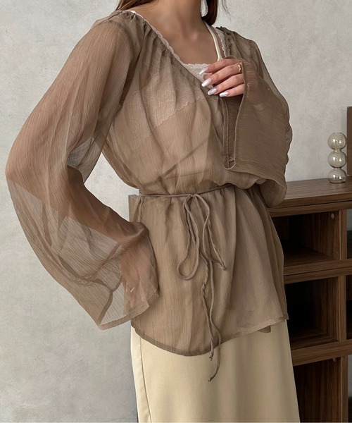 apres jour clair(アプレジュールクレア)の「【apres jour clair】カシュクール楊柳ブラウス【ZOZOTOWN限定アイテム】(シャツ/ブラウス・レディース・ブラウン/グリーン/アイボリー/ピンクベージュ・フリー/X-LARGE)」の15枚目の写真