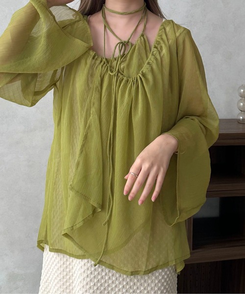 apres jour clair(アプレジュールクレア)の「【apres jour clair】カシュクール楊柳ブラウス【ZOZOTOWN限定アイテム】(シャツ/ブラウス・レディース・ブラウン/グリーン/アイボリー/ピンクベージュ・フリー/X-LARGE)」の16枚目の写真