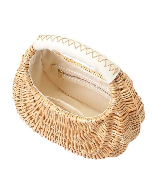 EIMY ISTOIRE（エイミーイストワール）の「ハンドステッチピクニックバッグ（かごバッグ・レディース・ホワイト/ベージュ/ブラック・FREE）」の21枚目の写真