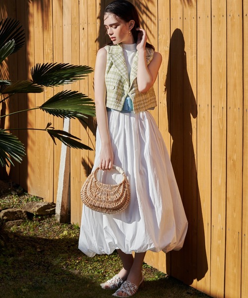 EIMY ISTOIRE（エイミーイストワール）の「ハンドステッチピクニックバッグ（かごバッグ・レディース・ホワイト/ベージュ/ブラック・FREE）」の8枚目の写真