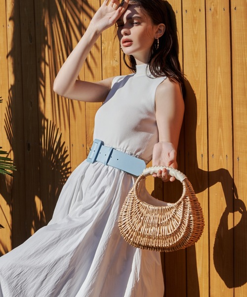 EIMY ISTOIRE（エイミーイストワール）の「ハンドステッチピクニックバッグ（かごバッグ・レディース・ホワイト/ベージュ/ブラック・FREE）」の7枚目の写真