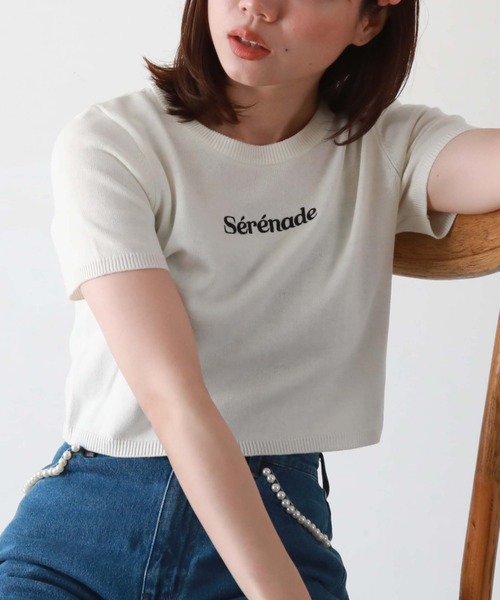 archives（アルシーヴ）の「刺繍ロゴコンパクトニット（ニット/セーター・レディース・ブラック/オフホワイト/ホワイト×ブラック/ホワイト×グレー・MEDIUM）」の8枚目の写真