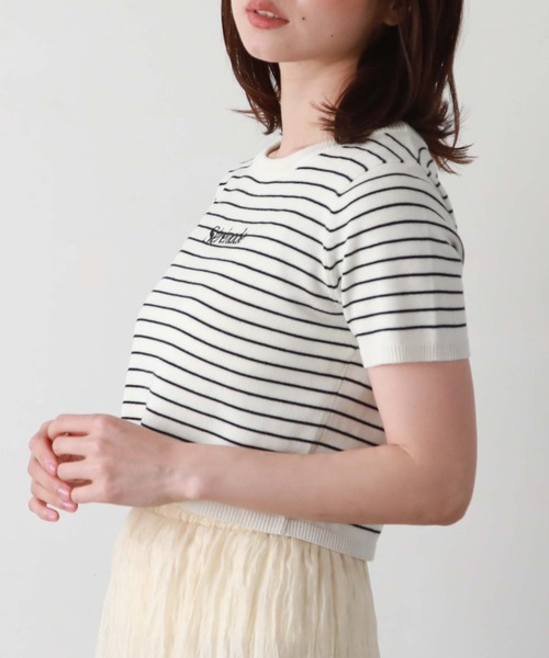 archives（アルシーヴ）の「刺繍ロゴコンパクトニット（ニット/セーター・レディース・ブラック/オフホワイト/ホワイト×ブラック/ホワイト×グレー・MEDIUM）」の22枚目の写真