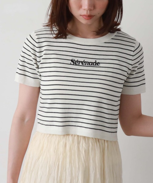 archives（アルシーヴ）の「刺繍ロゴコンパクトニット（ニット/セーター・レディース・ブラック/オフホワイト/ホワイト×ブラック/ホワイト×グレー・MEDIUM）」の16枚目の写真