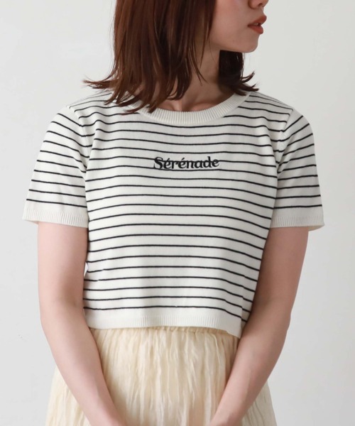 archives（アルシーヴ）の「刺繍ロゴコンパクトニット（ニット/セーター・レディース・ブラック/オフホワイト/ホワイト×ブラック/ホワイト×グレー・MEDIUM）」の10枚目の写真