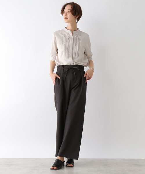 LEPSIM（レプシィム）の「リボンイージ－ワイドパンツ　192675（スラックス・レディース・ブラック/ライトグリーン/グレイッシュベージュ・FREE）」の4枚目の写真