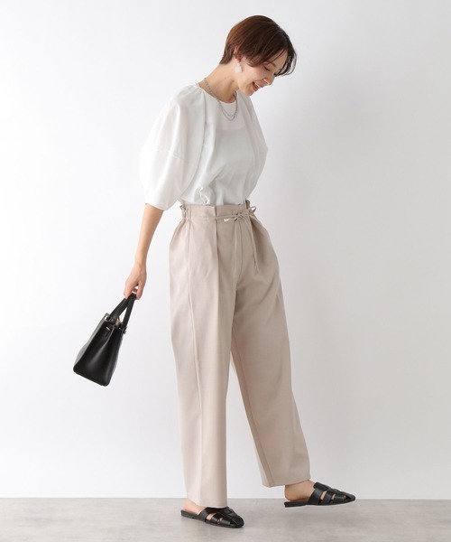 LEPSIM（レプシィム）の「リボンイージ－ワイドパンツ　192675（スラックス・レディース・ブラック/ライトグリーン/グレイッシュベージュ・FREE）」の7枚目の写真