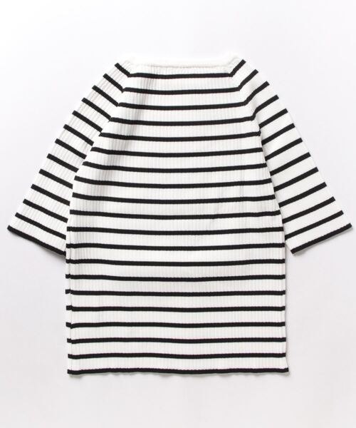 PICCIN（ピッチン）の「パール付きワイドリブ5分袖ニット（ニット/セーター・レディース・イエロー/ブラック/ピンク・M）」の7枚目の写真