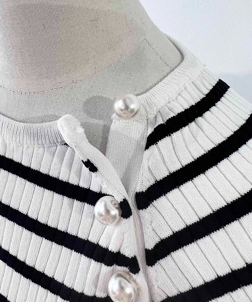 PICCIN（ピッチン）の「パール付きワイドリブ5分袖ニット（ニット/セーター・レディース・イエロー/ブラック/ピンク・M）」の13枚目の写真