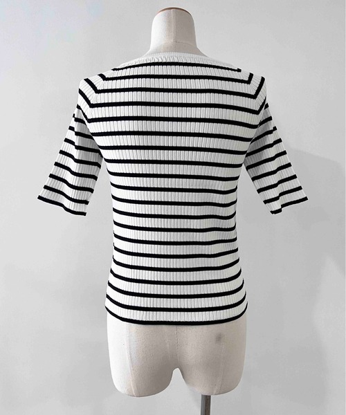 PICCIN（ピッチン）の「パール付きワイドリブ5分袖ニット（ニット/セーター・レディース・イエロー/ブラック/ピンク・M）」の9枚目の写真