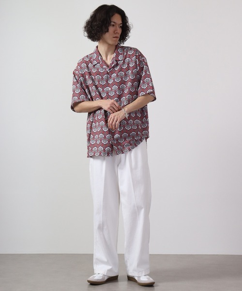 【セール】ルーズシルエット総柄プリントオープンカラーシャツ（シャツ/ブラウス）｜many men many mind（メニーメンメニーマインド）