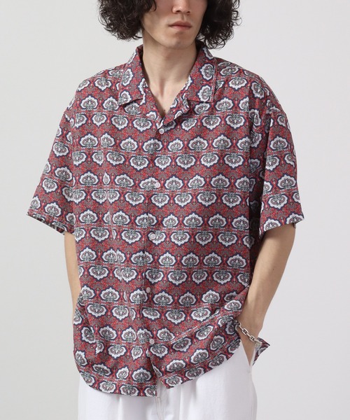 【セール】ルーズシルエット総柄プリントオープンカラーシャツ（シャツ/ブラウス）｜many men many mind（メニーメンメニーマインド）