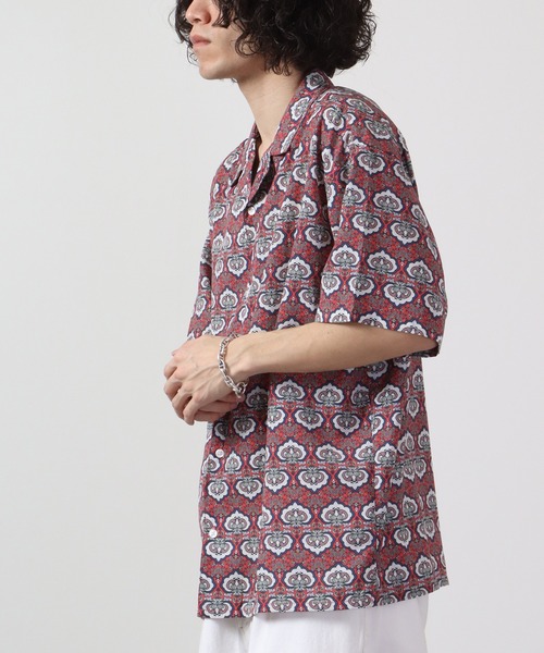 【セール】ルーズシルエット総柄プリントオープンカラーシャツ（シャツ/ブラウス）｜many men many mind（メニーメンメニーマインド）