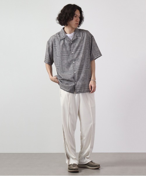 【セール】ルーズシルエット総柄プリントオープンカラーシャツ（シャツ/ブラウス）｜many men many mind（メニーメンメニーマインド）