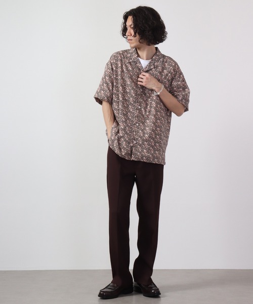 【セール】ルーズシルエット総柄プリントオープンカラーシャツ（シャツ/ブラウス）｜many men many mind（メニーメンメニーマインド）