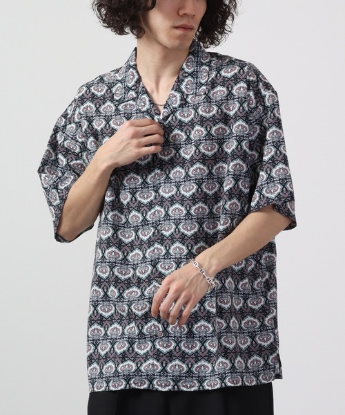【セール】ルーズシルエット総柄プリントオープンカラーシャツ（シャツ/ブラウス）｜many men many mind（メニーメンメニーマインド）