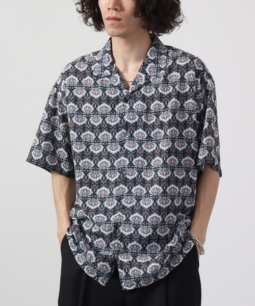 【セール】ルーズシルエット総柄プリントオープンカラーシャツ（シャツ/ブラウス）｜many men many mind（メニーメンメニーマインド）