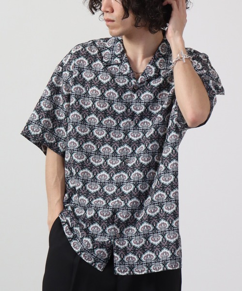 【セール】ルーズシルエット総柄プリントオープンカラーシャツ（シャツ/ブラウス）｜many men many mind（メニーメンメニーマインド）
