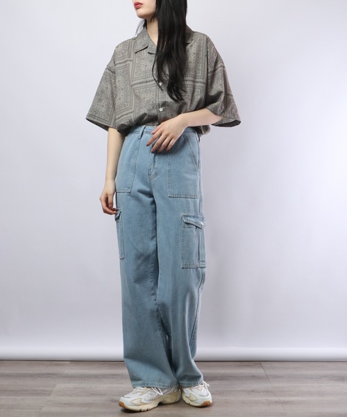 【セール】ルーズシルエット総柄プリントオープンカラーシャツ（シャツ/ブラウス）｜many men many mind（メニーメンメニーマインド）