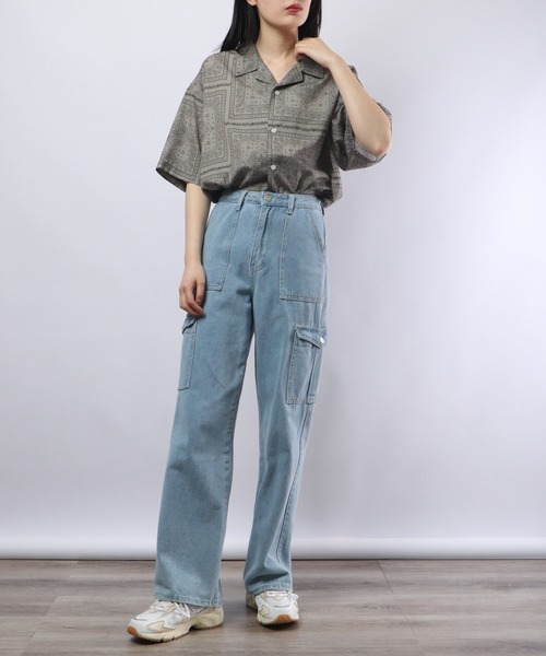 【セール】ルーズシルエット総柄プリントオープンカラーシャツ（シャツ/ブラウス）｜many men many mind（メニーメンメニーマインド）