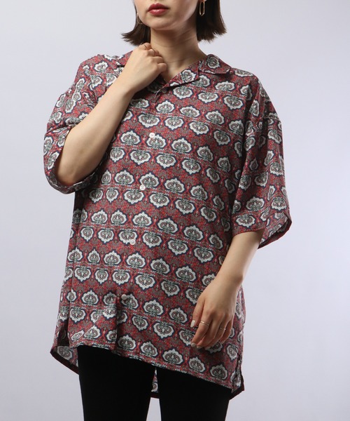 【セール】ルーズシルエット総柄プリントオープンカラーシャツ（シャツ/ブラウス）｜many men many mind（メニーメンメニーマインド）