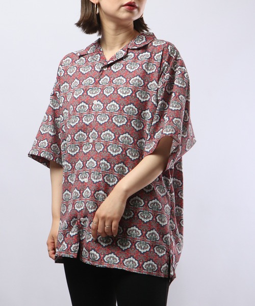 【セール】ルーズシルエット総柄プリントオープンカラーシャツ（シャツ/ブラウス）｜many men many mind（メニーメンメニーマインド）