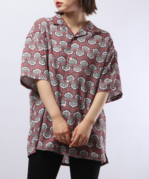 【セール】ルーズシルエット総柄プリントオープンカラーシャツ（シャツ/ブラウス）｜many men many mind（メニーメンメニーマインド）